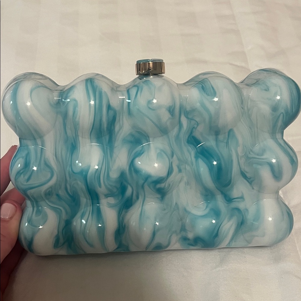Elegant Swirl Mini Bag in Blue and White
